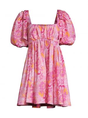 Платье мини в цветочек с принтом с пышными рукавами Likely розовое