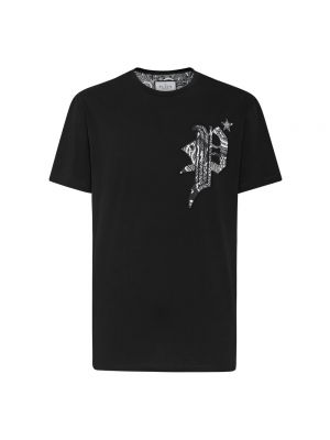 Koszulka z krótkim rękawem z wzorem paisley Philipp Plein czarna