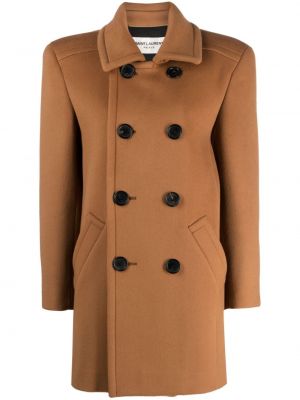 Płaszcz wełniany Saint Laurent brązowy