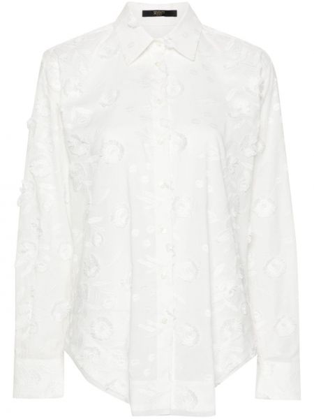 Памучна риза на цветя Seventy бяло