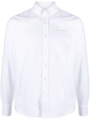 Пухена памучна риза с копчета на яката Deperlu бяло