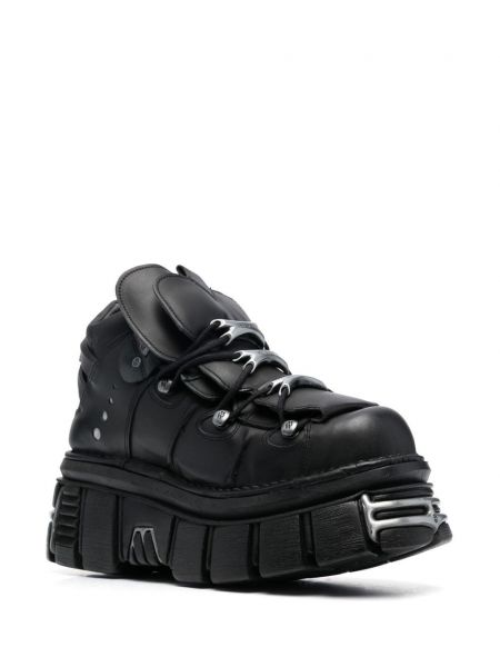 Chunky krajkové šněrovací kotníkové boty Vetements černé