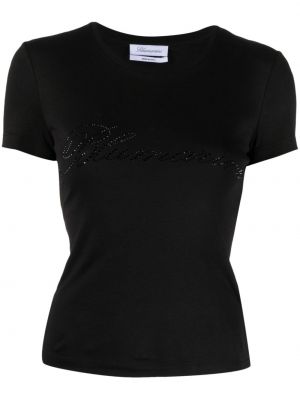 Βαμβακερή μπλούζα Blumarine μαύρο