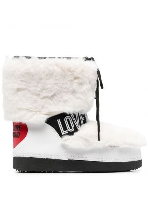 Bottes en fourrure Love Moschino blanc