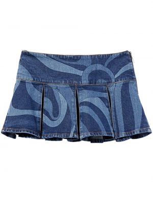 Plisuotas raštuotas džinsinis sijonas su abstrakčiu raštu Pucci mėlyna