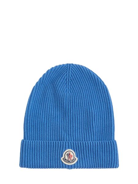 Bavlnená čiapka Moncler modrá