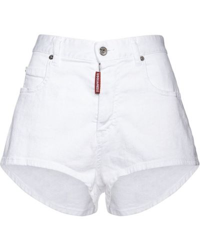 Shorts en jean taille haute Dsquared2 blanc