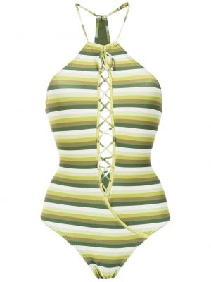 Dryžuotas maudymosi kostiumėlis Amir Slama žalia
