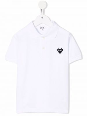 Kort tröja med hjärtmönster för tjejer Comme Des Garcons Play Kids vit