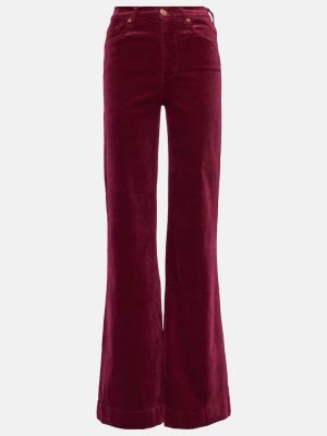 Samt high waist hose 7 For All Mankind rot