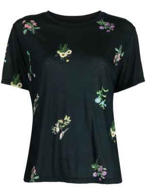 Памучна тениска на цветя с принт Cynthia Rowley черно