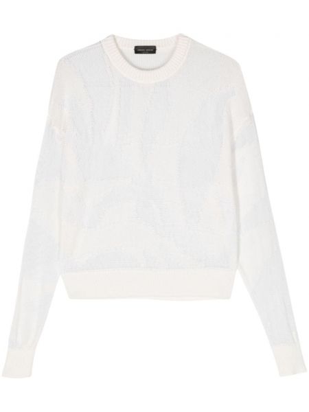 Пуловер с кръгло деколте Roberto Collina бяло
