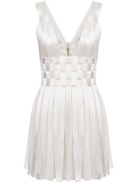 Saténové mini šaty Alberta Ferretti bílé