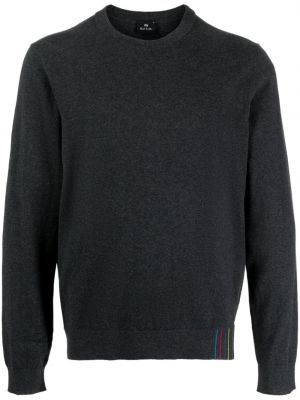 Памучен пуловер на райета Ps Paul Smith сиво