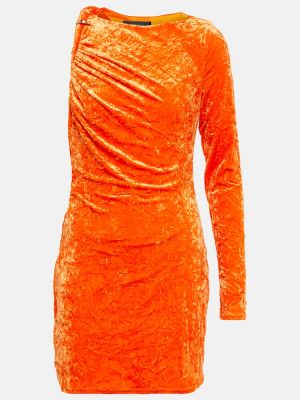 Asimetrična žametna obleka iz rebrastega žameta Versace oranžna