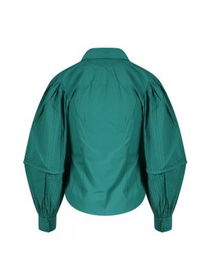 Camisa de algodón con mangas globo Ulla Johnson verde