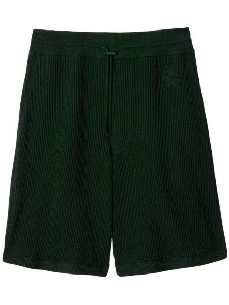 Mrežaste pamučne bermuda kratke hlače s vezom Burberry zelena