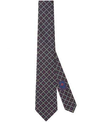 Жакардова карирана вратовръзка Gucci синьо