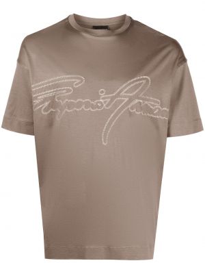 T-shirt med broderi Emporio Armani brun