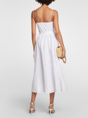 Ľanová midi sukňa Polo Ralph Lauren biela