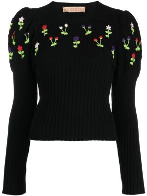 Пуловер на цветя Cormio черно