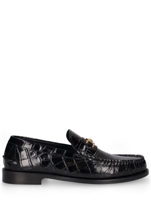 Usnjene loaferke Versace črna