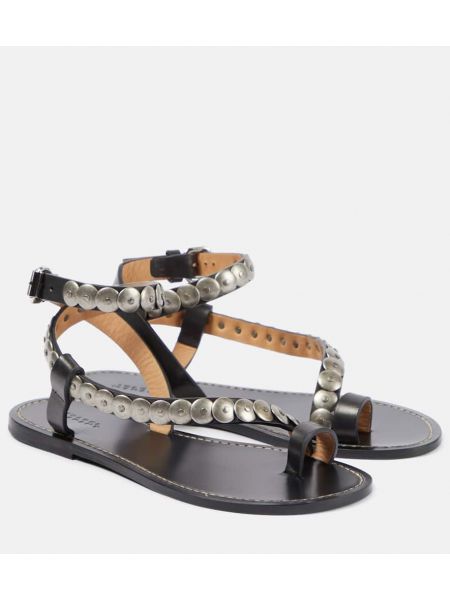 Leder sandale mit spikes Isabel Marant schwarz