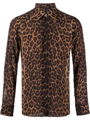Chemise à imprimé à imprimé léopard Tom Ford marron