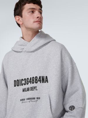 Pamučna hoodie s kapuljačom s printom Dolce&gabbana siva