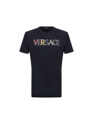 Хлопковая футболка Versace синяя