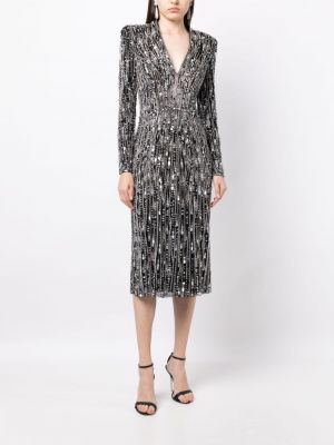 Sukienka midi z kryształkami Jenny Packham czarna