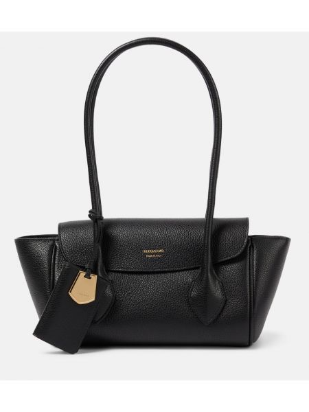 Δερμάτινη τσάντα shopper Ferragamo μαύρο