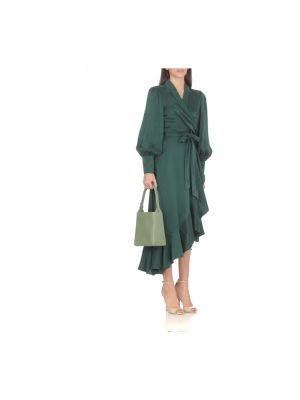 Vestido de seda con escote v bootcut Zimmermann verde