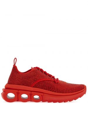 Sneakers con cristalli Ferragamo rosso