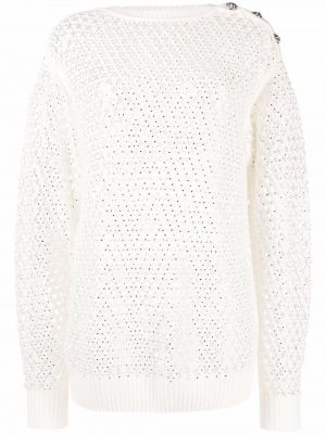 Jersey de tela jersey con apliques de cristal Philipp Plein blanco