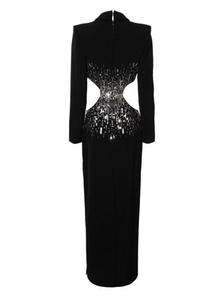 Sukienka długa z kryształkami Elisabetta Franchi czarna