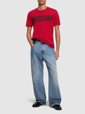 Βαμβακερή μπλούζα με σχέδιο Moschino μαύρο