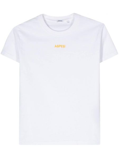 Bombažna majica z vezenjem Aspesi bela