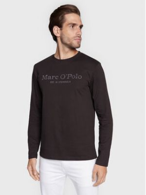 Bavlnené priliehavé tričko s dlhými rukávmi s dlhými rukávmi Marc O'polo - hnedá