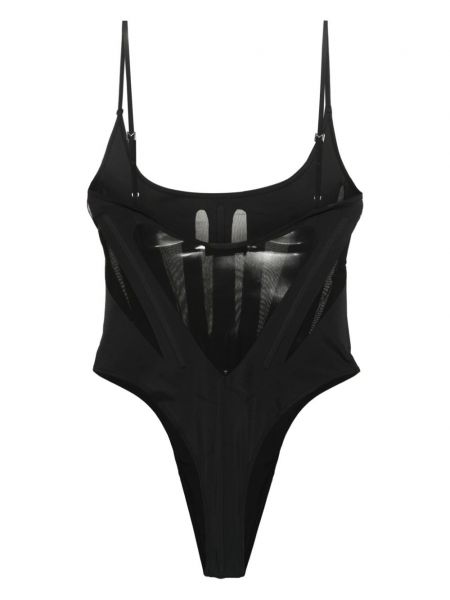 Skaidrus maudymosi kostiumėlis Mugler juoda