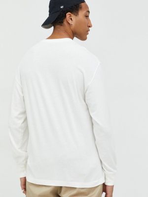 Bavlněné tričko s dlouhým rukávem s dlouhými rukávy Abercrombie & Fitch bílé