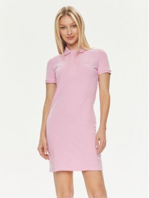Slim fit šaty Lacoste růžové
