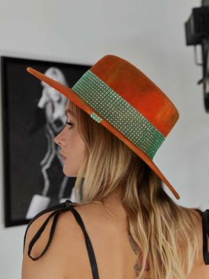 Vlněný klobouk Le Sh Ka Headwear oranžový