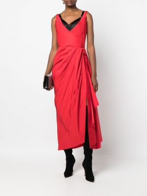 Jedwabna sukienka wieczorowa drapowana Alexander Mcqueen czerwona