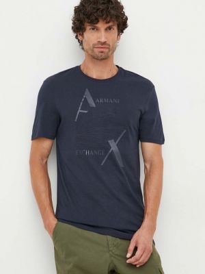 Памучна тениска с дълъг ръкав с принт Armani Exchange