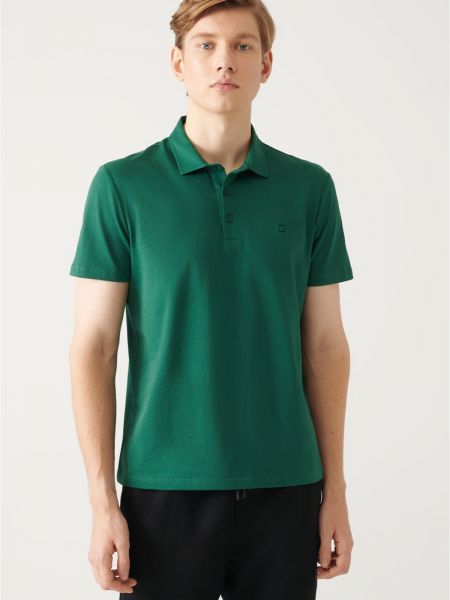 Kokvilnas polo krekls ar pogām Avva zaļš
