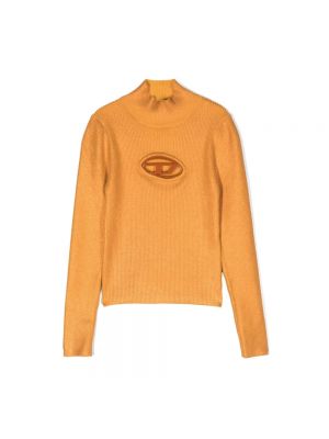 Sweter z wysokim kołnierzem Diesel pomarańczowy