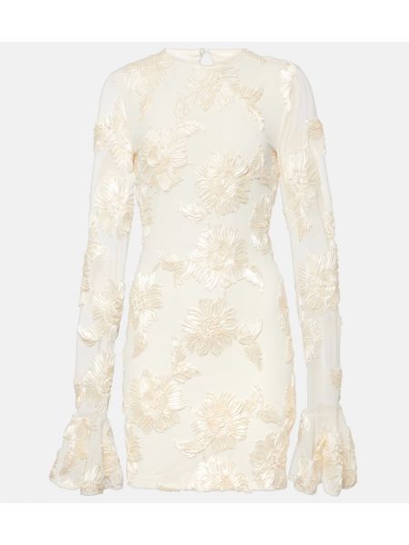 Mrežasta haljina s cvjetnim printom Rotate bijela