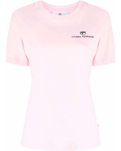 Camiseta con bordado Chiara Ferragni rosa