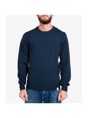 Sweter z wełny merino z okrągłym dekoltem Roy Rogers niebieski